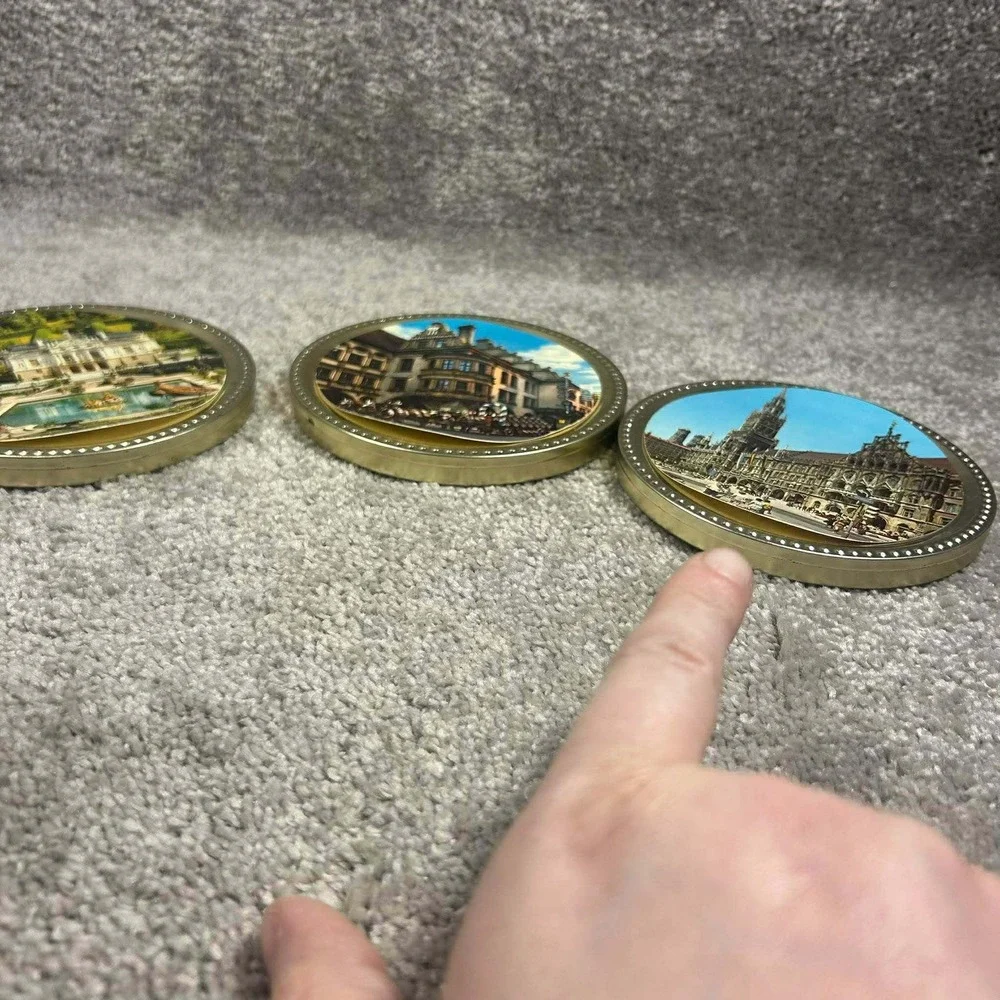 Frankonia‎ Schokotaler Tins Gold German Landmark Souvenir Set of 4 - Empty